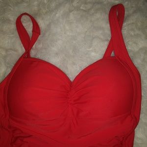 Red one piece swim suit